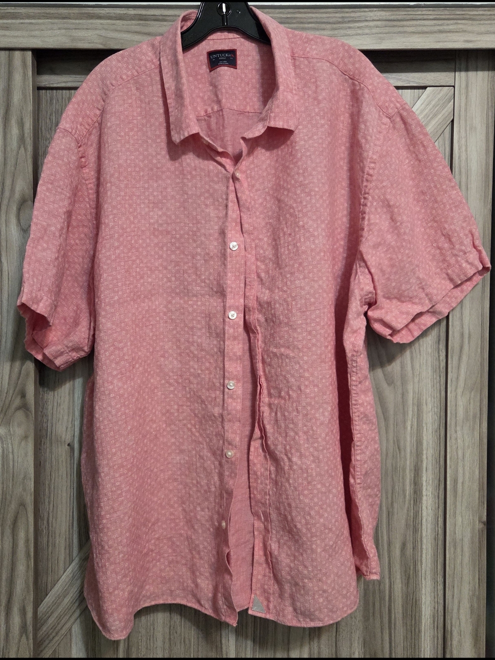UNTUCKit Pink Short-Sleeve Button-Down Linen Shirt Men's